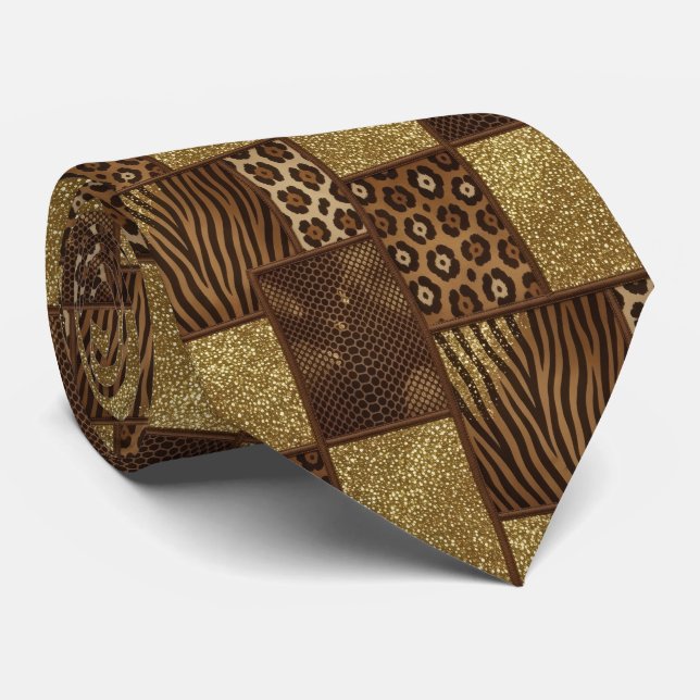 Exotic Neck Tie | Wild African Animal Pattern  (Rolled)