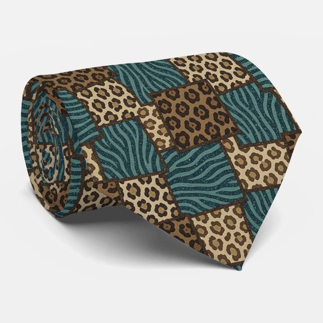 Exotic Neck Tie | Wild African Animal Pattern  (Rolled)