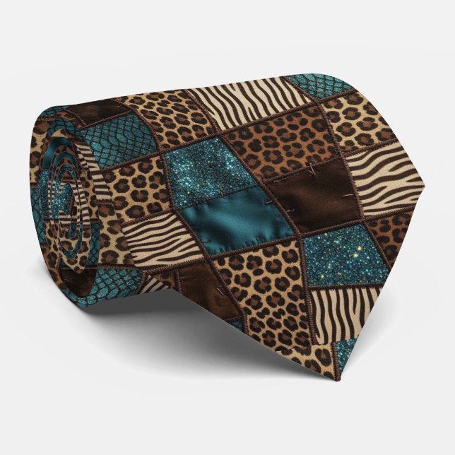 Exotic Neck Tie | Wild African Animal Pattern  (Rolled)
