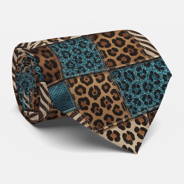 Exotic Neck Tie | Wild African Animal Pattern  (Rolled)