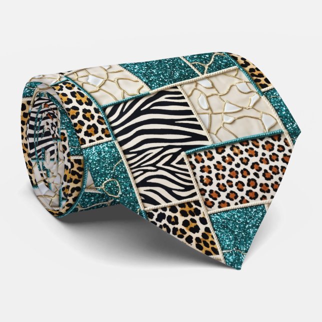 Exotic Neck Tie | Wild African Animal Pattern  (Rolled)