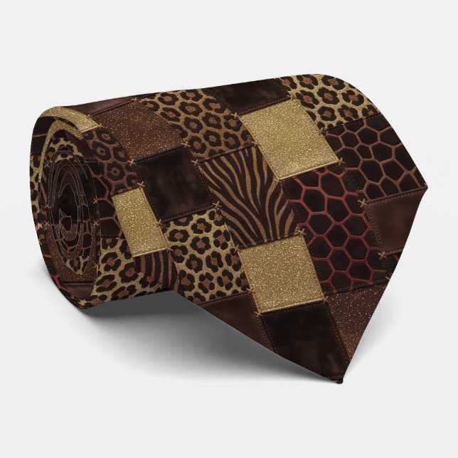 Exotic Neck Tie | Wild African Animal Pattern  (Rolled)