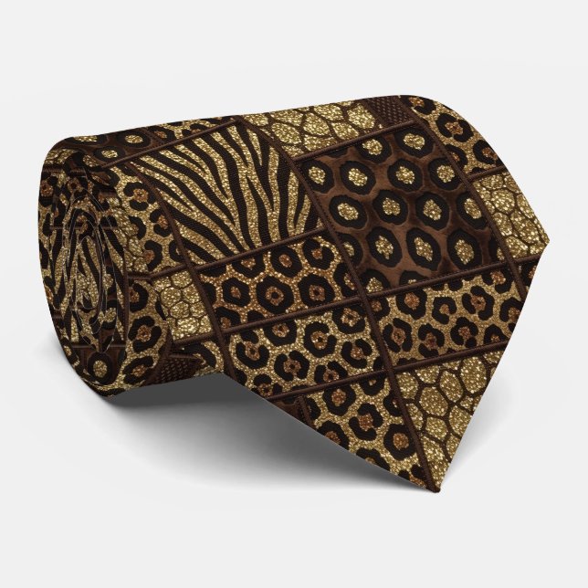 Exotic Neck Tie | Wild African Animal Pattern  (Rolled)