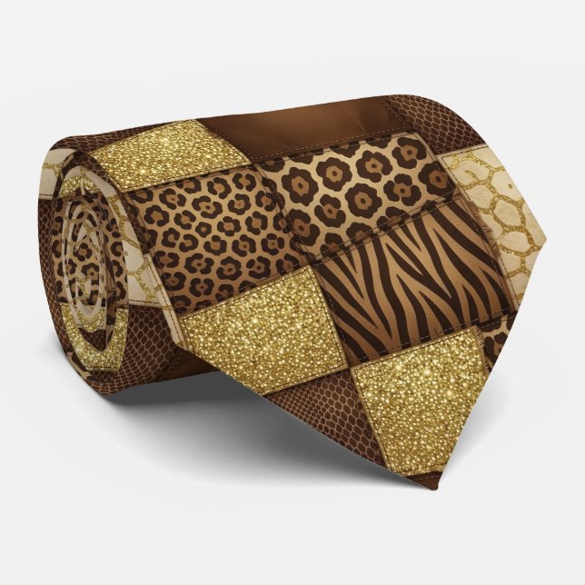Exotic Neck Tie | Wild African Animal Pattern  (Rolled)