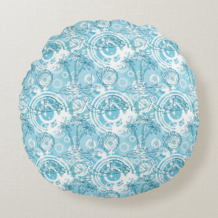 exotic ocean pattern round cushion