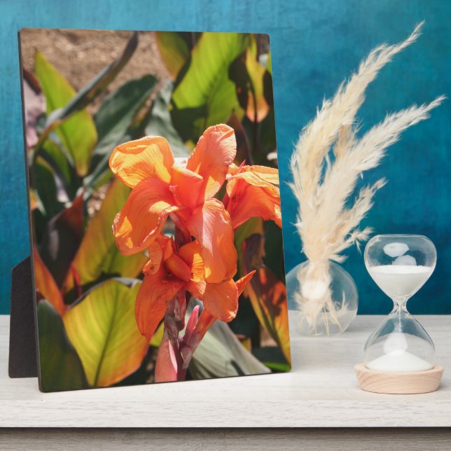 Exotic orange flower plaque (Side)