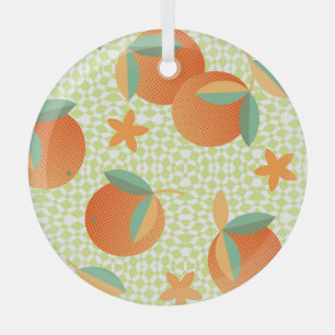 Exotic Orange Fruit: Tropical Vintage. Glass Tree Decoration
