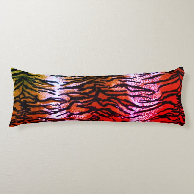 Exotic Orange & Pink Tiger Print Body Pillow (Front)