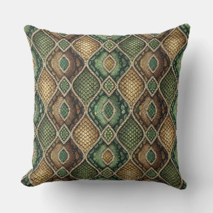 Exotic Ornate Geometric Snake Skin Pattern Design Cushion