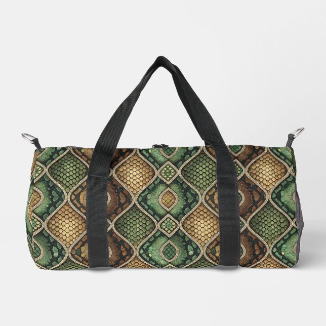 Exotic Ornate Geometric Snake Skin Pattern Design Duffle Bag (Front)