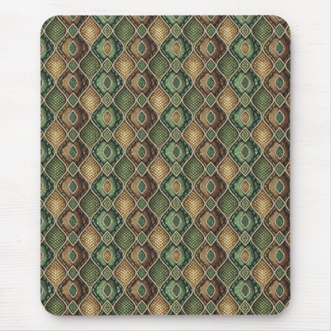 Exotic Ornate Geometric Snake Skin Pattern Design Mouse Mat (Front)