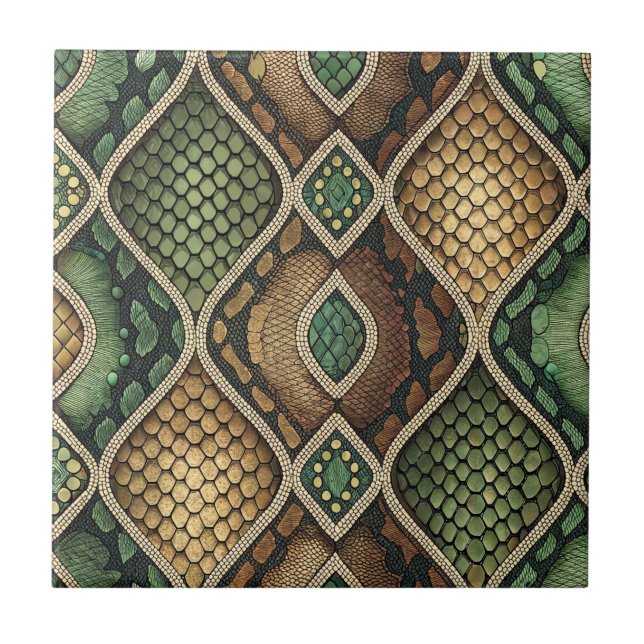Exotic Ornate Geometric Snake Skin Pattern Design Tile (Front)