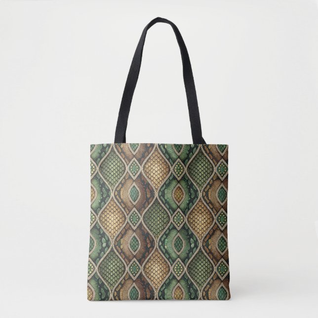 Exotic Ornate Geometric Snake Skin Pattern Design Tote Bag (Front)