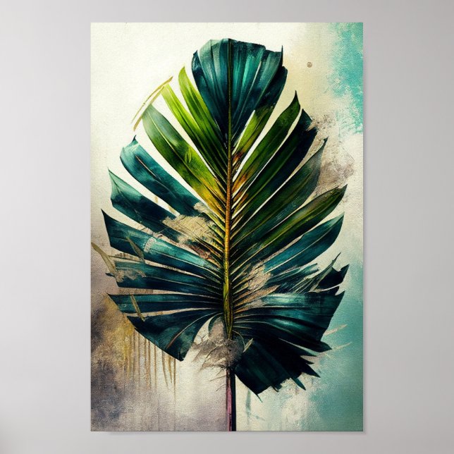 Exotic Palm Leaf, Tropical Wall Art Poster  (Front)