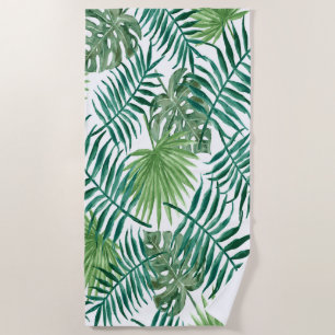 Exotic palm leaves  beach towel