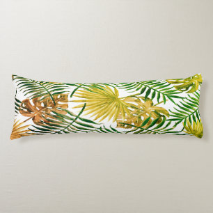 Exotic palm leaves body pillow