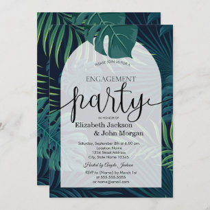 Exotic Palm Leaves Engagement Party Invitation