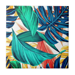 Exotic palm leaves tile