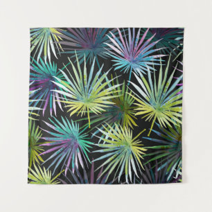 Exotic Palm Leaves Watercolor Tapestry