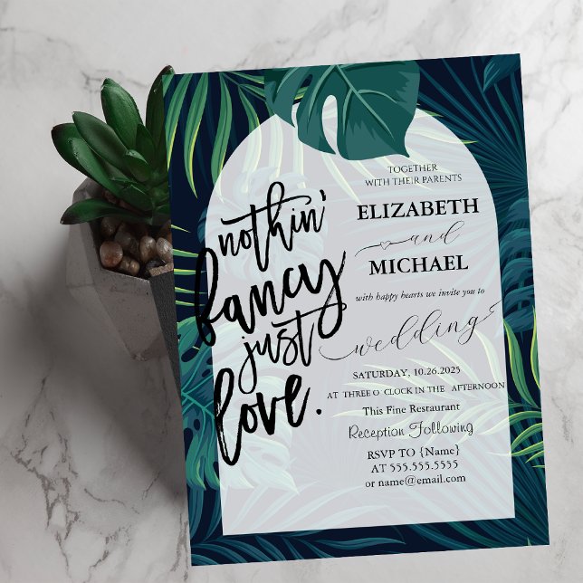 Exotic Palm Leaves Wedding Invitation (Creator Uploaded)