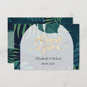 Exotic Palm Leaves  Wedding Thank You Card