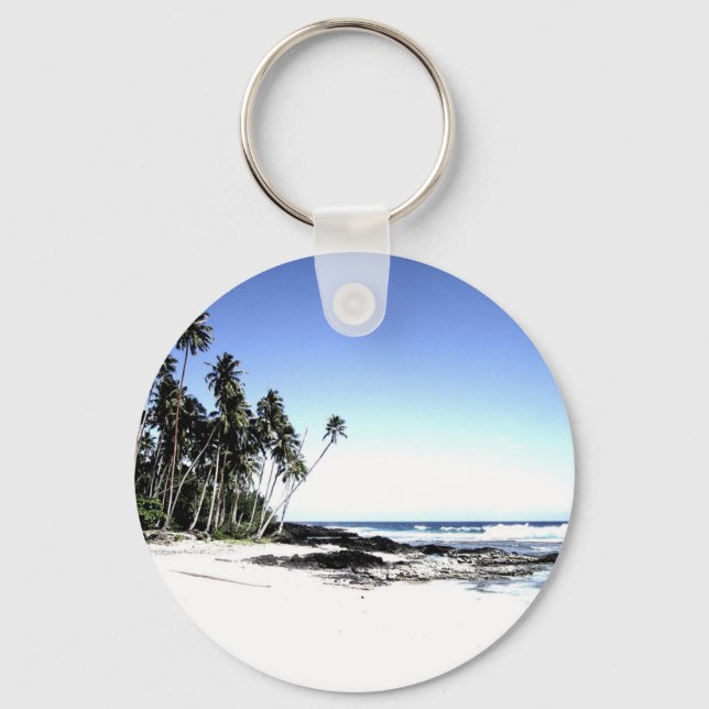 Exotic Palm Trees & Paradise Beach Key Ring (Front)