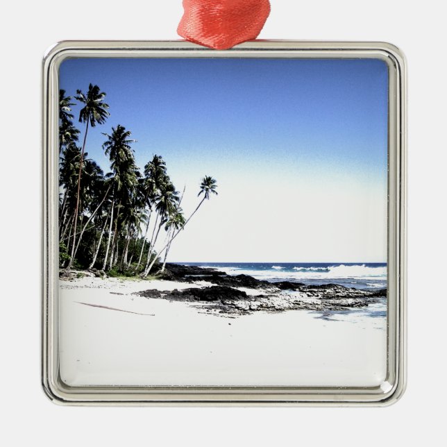 Exotic Palm Trees & Paradise Beach Metal Tree Decoration (Front)