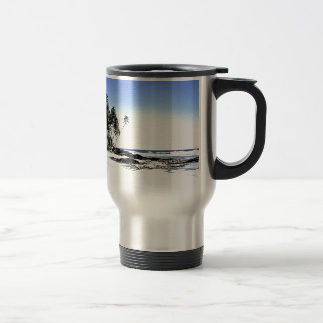 Exotic Palm Trees & Paradise Beach Travel Mug (Right)