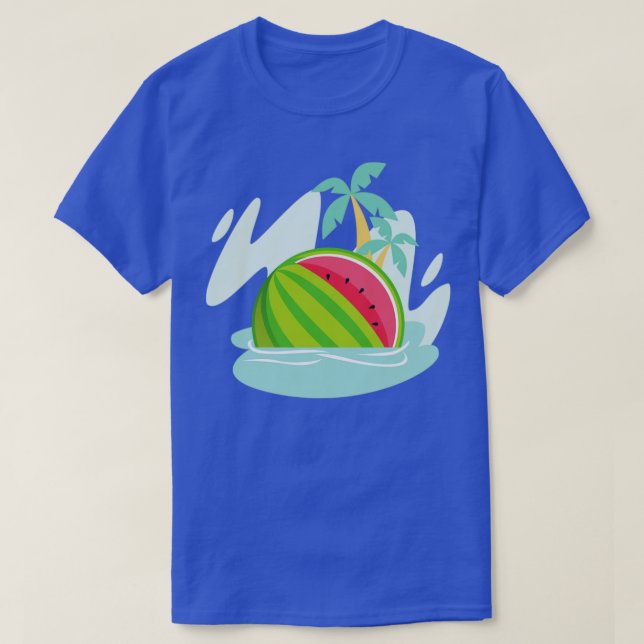 Exotic Palm Trees Summer Melon Ocean Fruit Waterme T-Shirt (Design Front)