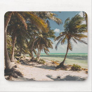 Exotic Palm Trees Turquoise Sea White Sand Beach Mouse Mat