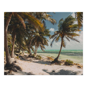 Exotic Palm Trees Turquoise Sea White Sand Beach Poster