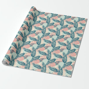Exotic palms, hand-drawn textures wrapping paper