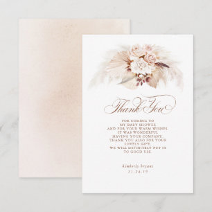 Exotic Pampas Grass Floral Baby Shower Thank You