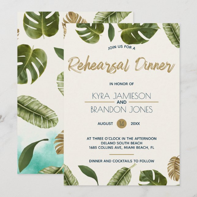 Exotic Paradise Rehearsal Dinner Invitation (Front/Back)