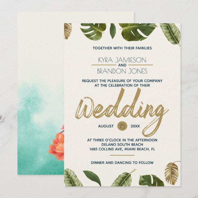 Exotic Paradise Wedding Invitation (Front/Back)