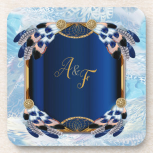 Exotic-Parrot Blue tone feathers Coaster