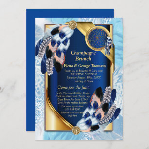 Exotic-Parrot Blue tone feathers Couple Shower Invitation