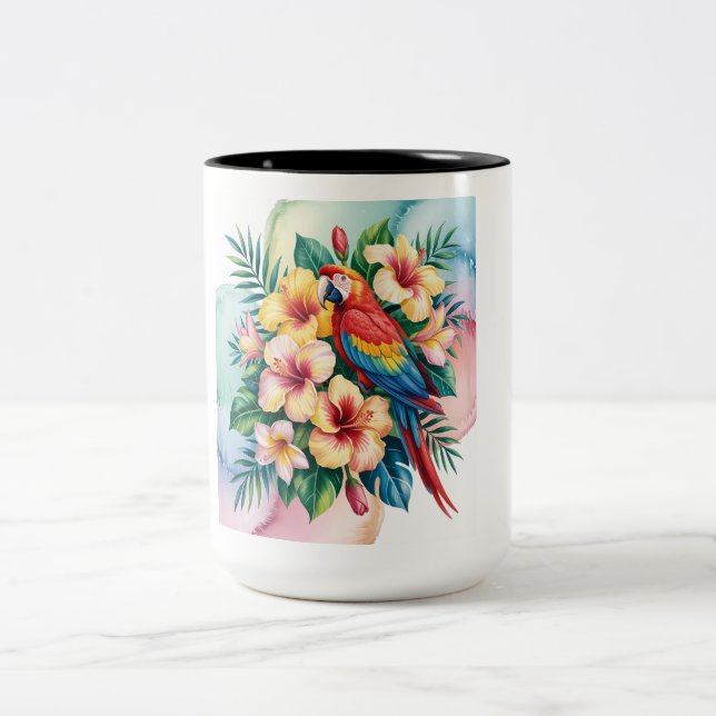 Exotic Parrot Two-Tone Coffee Mug (Center)