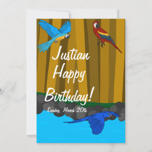 Exotic Parrots In The Forest Birthday Party Invitation