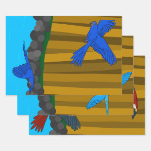 Exotic Parrots In The Forest Wrapping Paper Sheet