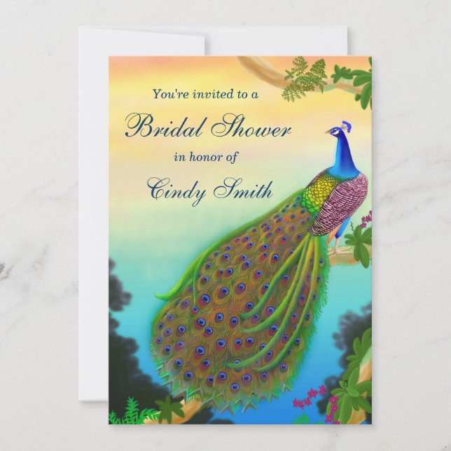 Exotic Peacock Bridal Shower Invitation (Front)