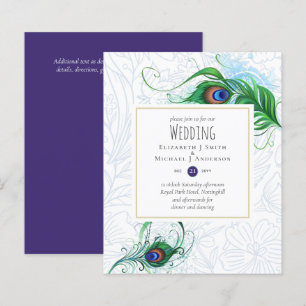 Exotic PEACOCK Feather Wedding Invite BUDGET