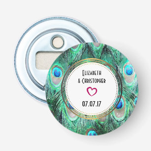 Exotic Peacock Feathers Wedding Favour Bottle Opener