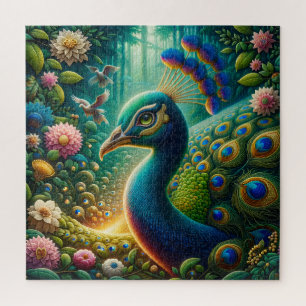 Exotic Peacock Rainforest Majesty Jigsaw Puzzle