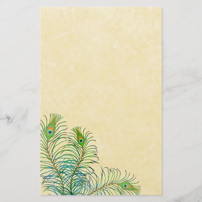 Exotic Peafowl Feathers Stationery (Front)