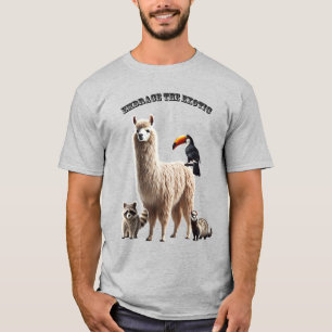 Exotic Pet Lover Llama, Racoon, Ferret, and Bird T-Shirt