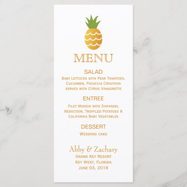 Exotic Pineapple Menu (Front)