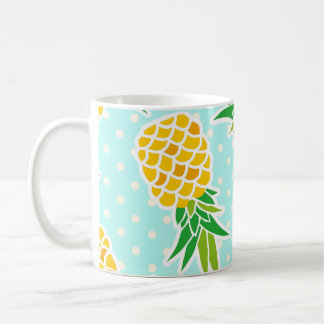 Exotic Pineapples: Blue Polka-Dot Fun. Coffee Mug