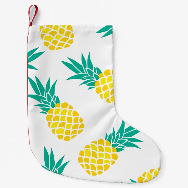 Exotic Pineapples: Yellow Delight. Small Christmas Stocking (Front)