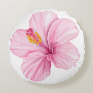 Exotic Pink Flower Round Cushion